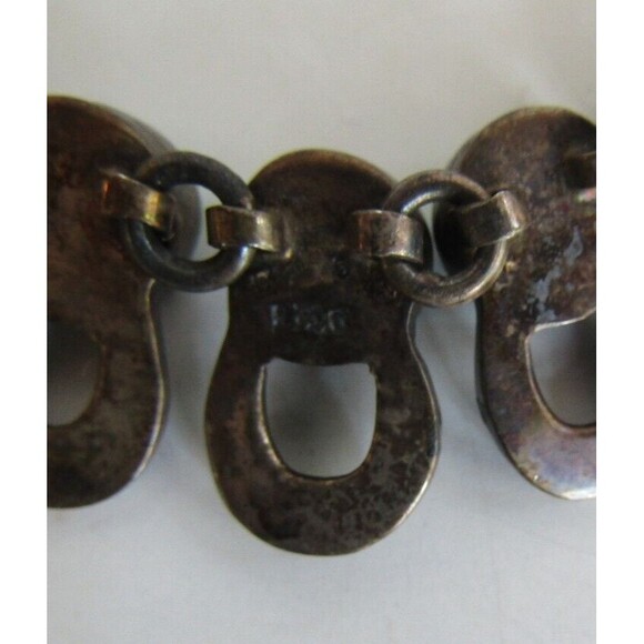 Turquoise Necklace Vintage Sterling Silver 925 Mexico Chunky Choker Stamped 18” - Picture 7 of 10